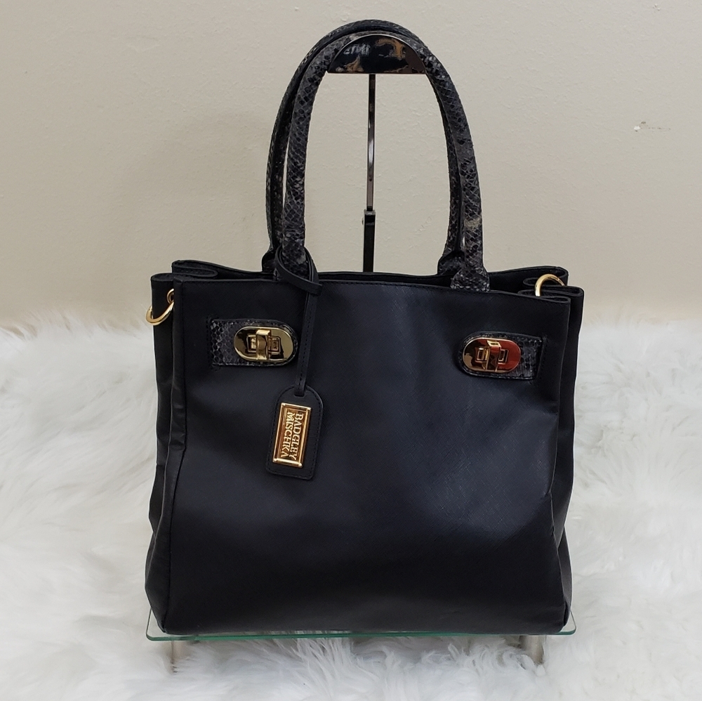 Badgley Mischka Saffiano & snake Irene Tote Bag